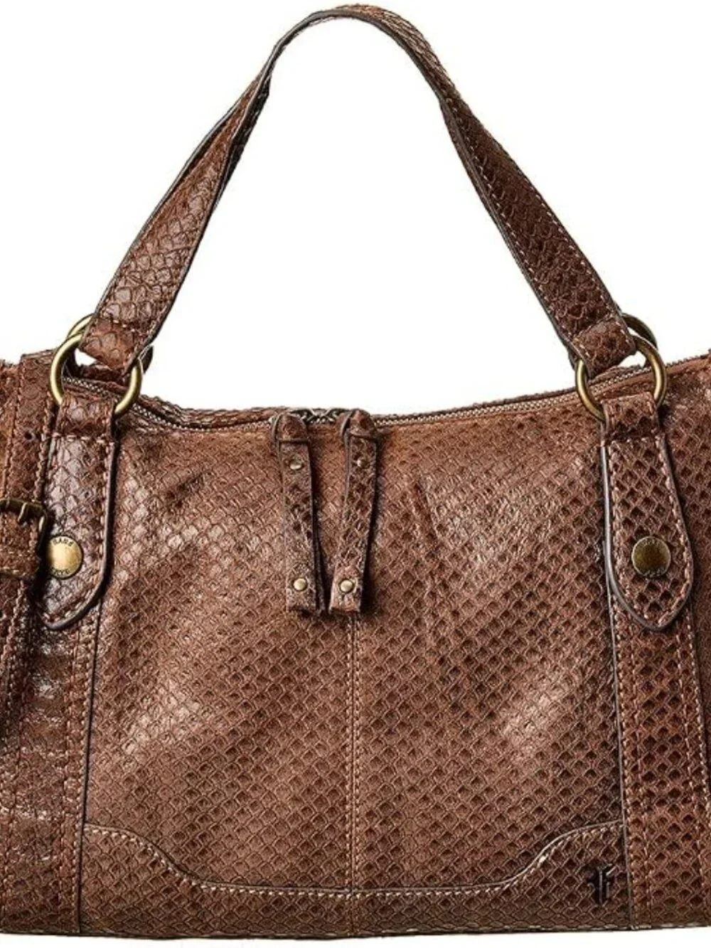 Frye Melissa Medium Cognac Snake Satchel